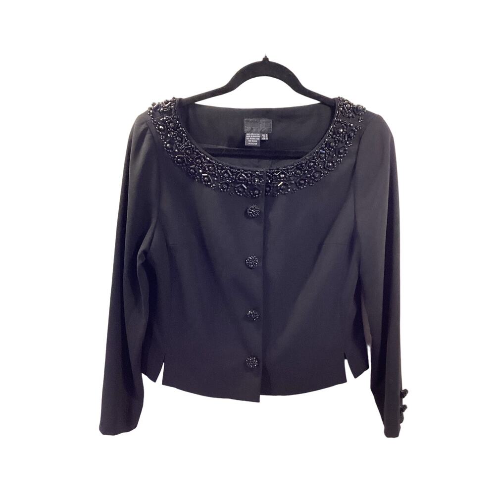 Anna Sui Vintage Black Beaded Formal Evening Princess Cocktail Jacket Y2K M 8